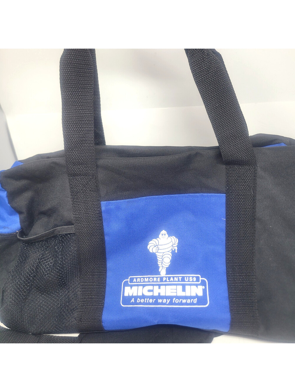 Michelin Man Ardmore Oklahoma Plant US9 Duffle Bag Travel Gym Blue Black Cargo